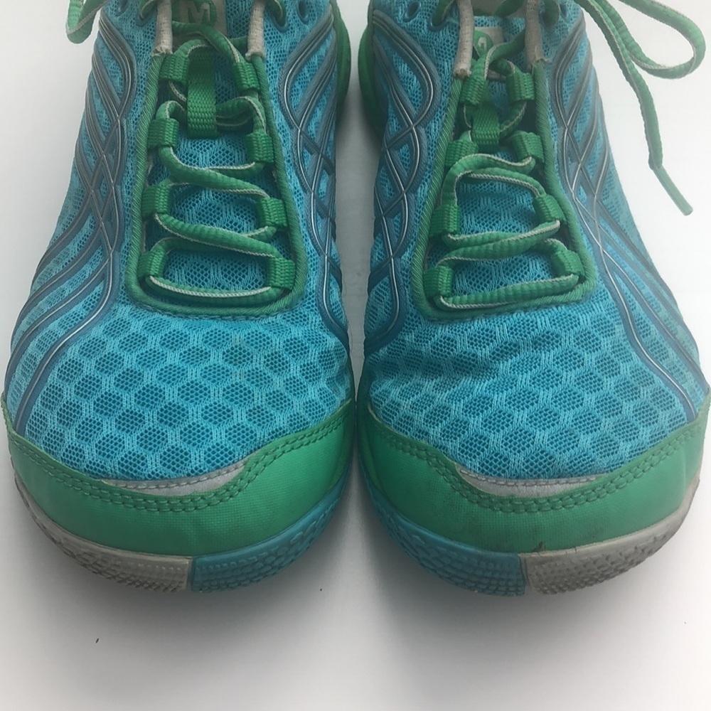 Merrell performance sneakers in blue and green with pull tabs - Picture 5 of 8